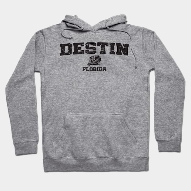 Destin Florida Wave blk Hoodie by Poppa's Designs